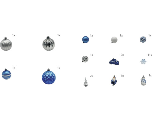 Boules et décorations de Noël variées