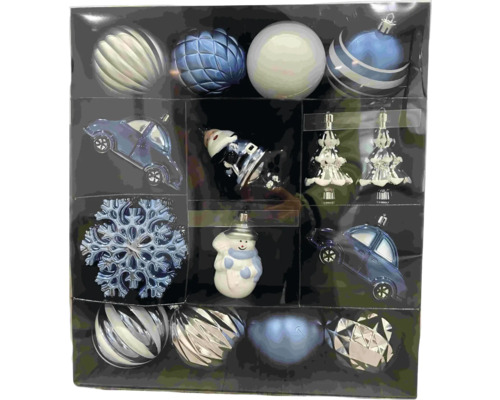 Weihnachtsbaumkugeln Lafiora candy Kunststoff 25 Stück Sortiment an Weihnachtskugeln und Anhängern in einer Verpackung