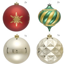 Weihnachtsbaumschmuck Set mit Kugeln und Figuren
