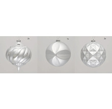 Ensemble de boules de Noël avec différents designs, 5 pièces