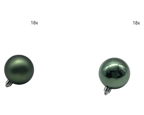 Boules pour sapin de Noël Lafiora plastique Ø 6 cm vert 36 pièces Dix-huit boules de Noël en plastique