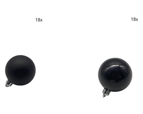 Weihnachtsbaumkugeln Lafiora Kunststoff Ø 6 cm schwarz 36 Stück 18er-Set Christbaumkugeln aus Kunststoff, einige matt und einige glänzend