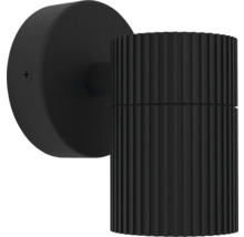 Schwarze Wandleuchte mit geripptem Lampenschirm
