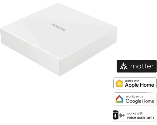 Logo Hama, logo Matter, logo Compatible avec Apple Home, logo Compatible avec Google Home, logo Compatible avec les assistants vocaux