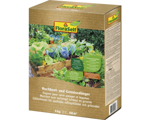 Hochbeetdünger & Gemüsedünger FloraSelf Nature 4 kg FloraSelf Hochbeet- und Gemüsedünger, 4 Kilogramm Packung zur Förderung von Wachstum und Humusbildung
