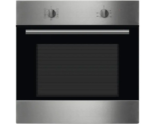 Edelstahl Einbaubackofen mit Bedienelementen und Glastür