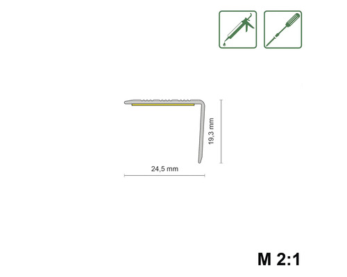 Profil mit den Maßen 24,5 mm und 19,3 mm