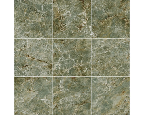 Neun grüne Fliesen mit Marmorstruktur