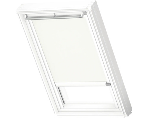 VELUX Dachfenster Rollo blickdicht weiß mit weißem Alu-Rahmen solarbetrieben RSL C02 1028KWL Dachfenster mit Rollo zur Verdunkelung
