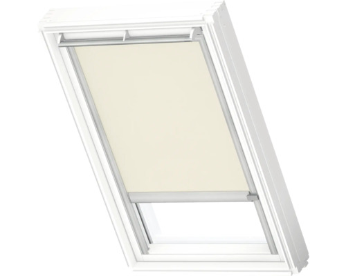 VELUX Dachfenster Rollo blickdicht beige mit grauem Alu-Rahmen solarbetrieben RSL M08 1086K Dachfenster mit Rollo zur Verdunkelung