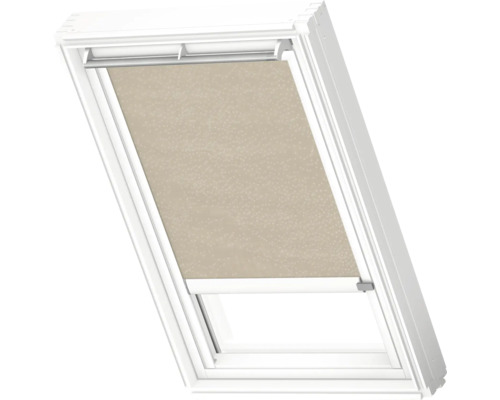 VELUX Dachfenster Rollo blickdicht beige mit weißem Alu-Rahmen solarbetrieben RSL FK08 4171KWL Dachfenster mit Rollo