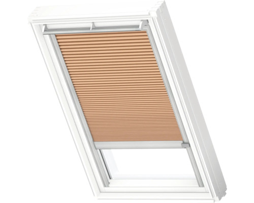 VELUX Dachfenster Wabenplissee apricot mit grauem Alu-Rahmen elektronisch FMC C02 1049K Dachfenster mit Plissee-Jalousie