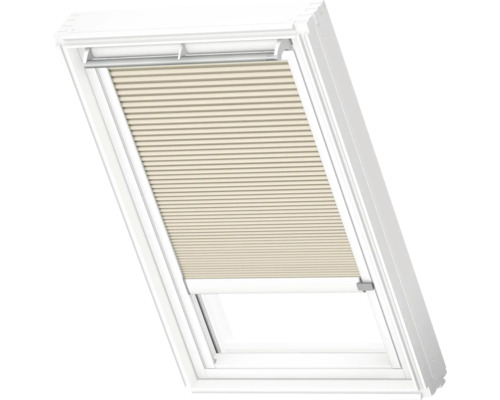VELUX Dachfenster Wabenplissee beige mit weißem Alu-Rahmen elektronisch FMC C04 1155KWL Dachfenster mit Faltrollo