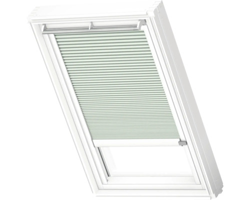 VELUX Dachfenster Wabenplissee blassgrün mit weißem Alu-Rahmen elektronisch FMC C02 1168KWL Dachfenster mit Plissee-Sonnenschutz