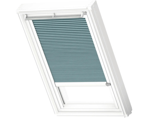 VELUX Dachfenster Wabenplissee petrol mit weißem Alu-Rahmen elektronisch FMC C02 1173KWL Dachfenster mit Faltrollo