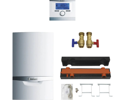 Vaillant Paket 1.153/2 2x Gas-Wandheizgerät ecoTEC plus VC 476/5-5 L/LL, witterungsgeführter Regelung multiMATIC VRC 700/6 und 2x Installations-Set 0010029707 Vaillant Heizungsanlage mit Regler, Absperrhähnen, Verteilerbalken und Montagezubehör