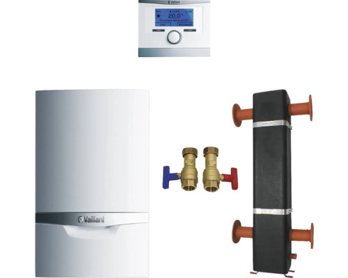 Vaillant Paket 1.154/2 2x Gas-Wandheizgerät ecoTEC plus VC 636/5-5 E/H, witterungsgeführter Regelung multiMATIC VRC 700/6 und 2x Installations-Set 0010029708 Vaillant Heizungsanlage mit Regler, Absperrhähnen und Hydraulik