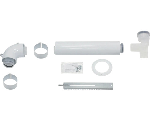 Abgasrohr-Installationsset mit Rohrbogen, Rohrschellen, Schrauben und Montagezubehör