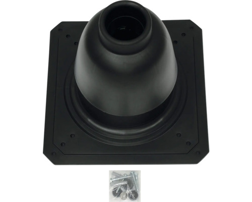 Dachdurchführung mit Montagematerial für den sicheren Abschluss von Rohren auf dem Dach.