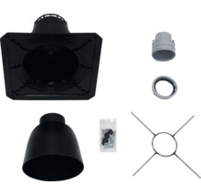 Abbildung eines Schornstein-Bausatzes mit verschiedenen Komponenten wie Rohren und Montageteilen