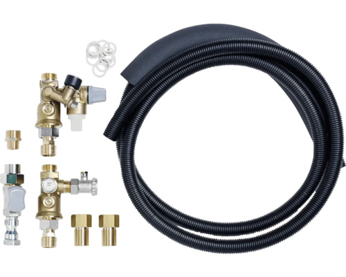 Installationsset mit Thermostatventilen, Kupplungen und Wellrohr