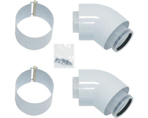 Rohrbefestigungsschelle mit Schrauben und Winkelstück