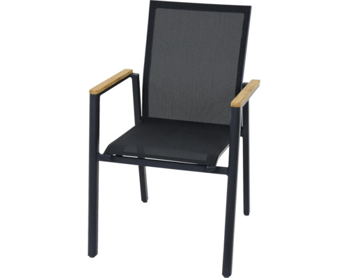 Fauteuil de jardin Siena Garden Bologna gris, piètement en aluminium, revêtement d’assise en textile robuste, empilable Chaise de jardin avec accoudoirs en aluminium et revêtement textile