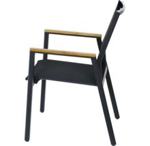 Chaise de jardin avec accoudoirs en bois et assise en tissu