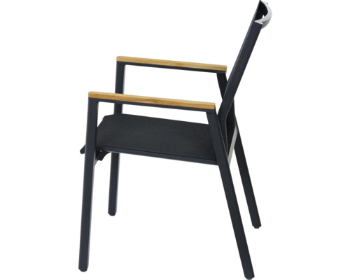 Chaise de jardin avec accoudoirs en bois et assise en tissu