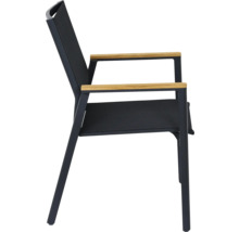 Chaise de jardin avec accoudoirs en bois et structure noire