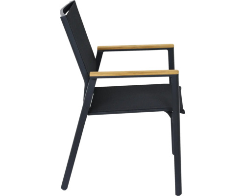 Chaise de jardin avec accoudoirs en bois et structure noire