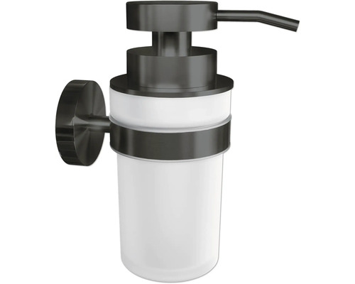 Wandseifenspender aus Metall und Glas