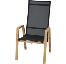 Chaise de jardin avec accoudoirs, revêtement textile et structure en bois