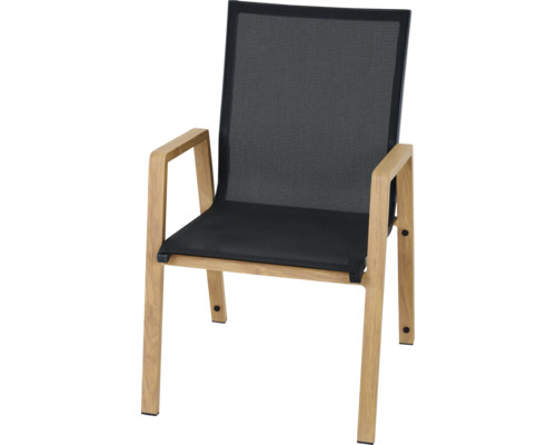 Gartensessel Siena Garden Catania grau, Gestell aus Aluminium, Sitzbezug aus robustem Textilgewebe, stapelbar Gartenstuhl mit Armlehnen und Netzbespannung