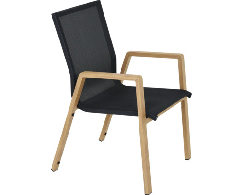 Gartenstuhl mit Armlehnen, Holz und Textil