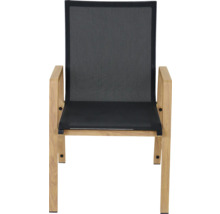 Gartenstuhl mit Armlehnen aus Holz und Textilbespannung