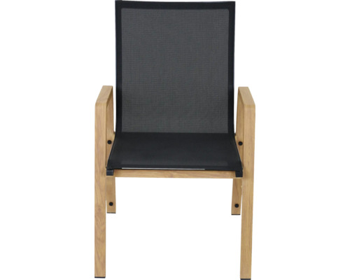 Gartenstuhl mit Holzrahmen und Netzstoffbezug