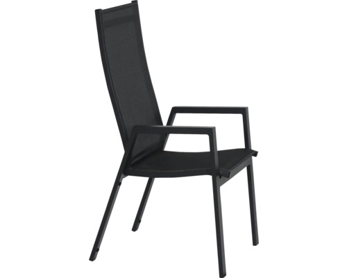 Stapelstuhl Siena Garden Savona anthrazit, Gestell aus Aluminium, Sitzbezug aus robustem Textilgewebe Gartenstuhl mit Armlehnen und hoher Rückenlehne