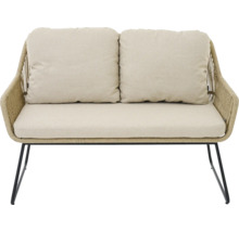 Banc de jardin avec coussins et pieds en acier