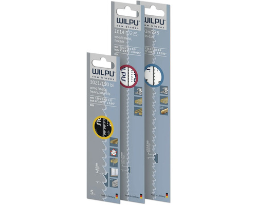 Lames de scie sabre Wilpu pour bois et métal