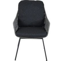 Chaise de jardin avec accoudoirs, pieds en métal et assise rembourrée