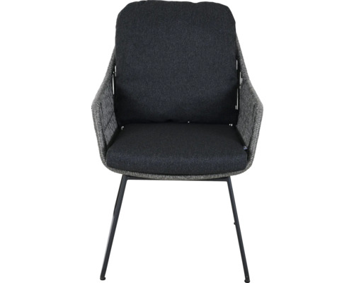 Chaise de jardin avec accoudoirs, pieds en métal et assise rembourrée