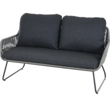 Banc de jardin deux places avec coussins et pieds en acier