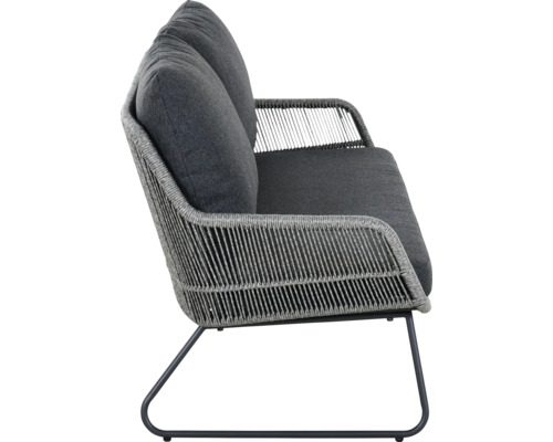 Canapé de jardin avec coussins et cadre tressé