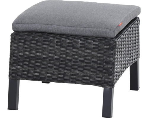 Gartenhocker aus Polyrattan mit Polsterauflage