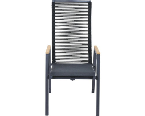 Chaise de jardin avec cordes et accoudoirs en bois