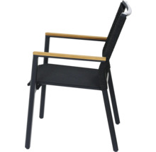Fauteuil de jardin avec accoudoirs en bois et assise en corde
