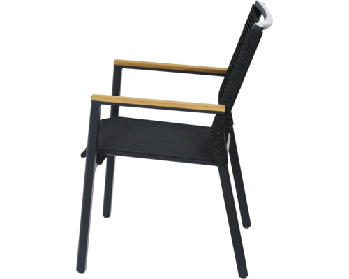 Fauteuil de jardin avec accoudoirs en bois et assise en corde