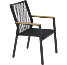 Chaise de jardin avec accoudoirs, revêtement en corde et structure en aluminium