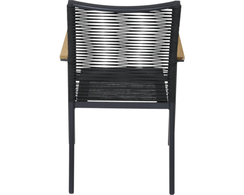 Fauteuil de jardin avec accoudoirs en bois et assise en corde